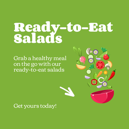 Promo of Veg Salads on Green Animated Postデザインテンプレート