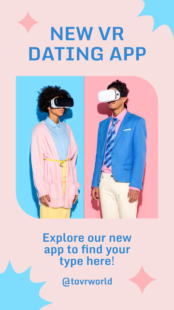 Couple in Virtual Reality Glasses Instagram Story Design Template