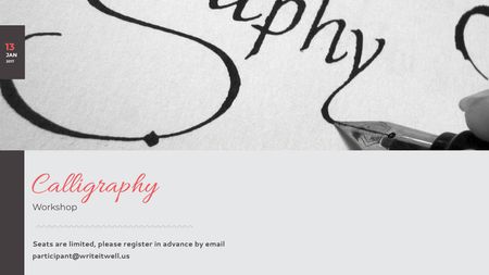 Plantilla de diseño de Calligraphy Workshop Announcement Decorative Letters Title 
