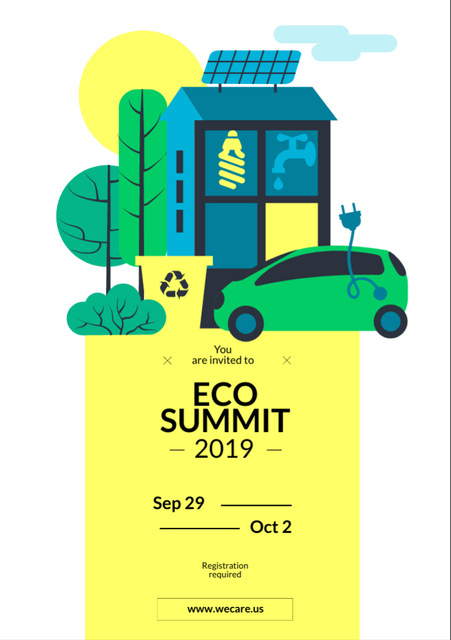 Eco Summit Invitation with Sustainable Technologies Flyer A7 – шаблон для дизайна