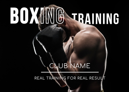 Modèle de visuel Annonce de cours d'entraînement de boxe sur fond noir - Postcard