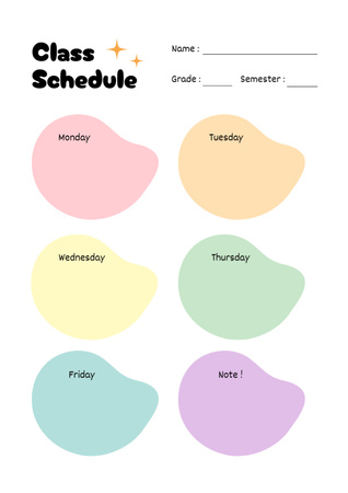 Study timetable class Schedule Planner Modelo de Design