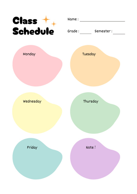 Study Timetable Class Schedule Planner Design Template