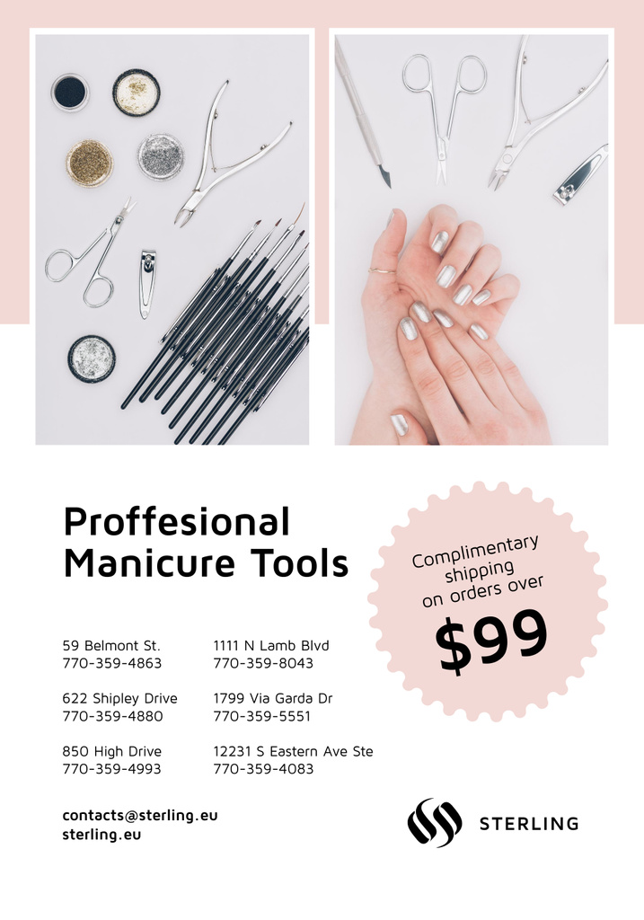 Reduced Price Manicure Tools Sale Poster 28x40in – шаблон для дизайна