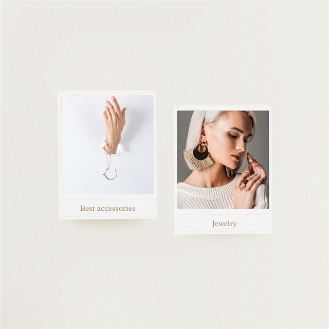 Jewelry Offer Woman in Stylish Accessories Instagram Design Template