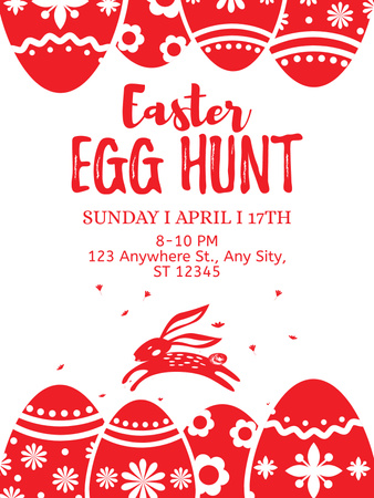 Plantilla de diseño de Ilustración roja del anuncio de búsqueda de huevos de Pascua Poster US 