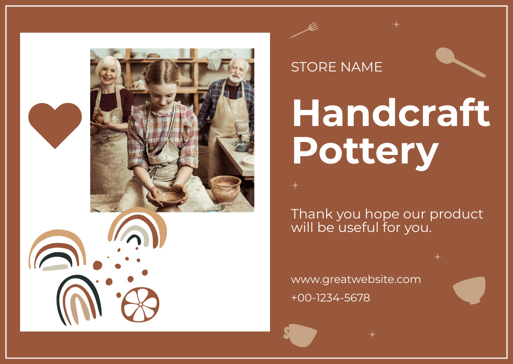 Creative Workshop Offer for Pottery Card Tasarım Şablonu