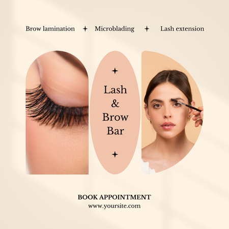Beauty Salon Services For Lashes And Brows Offer Animated Post – шаблон для дизайну