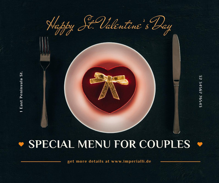 Valentine's Day Dinner with Heart Box Facebook Šablona návrhu