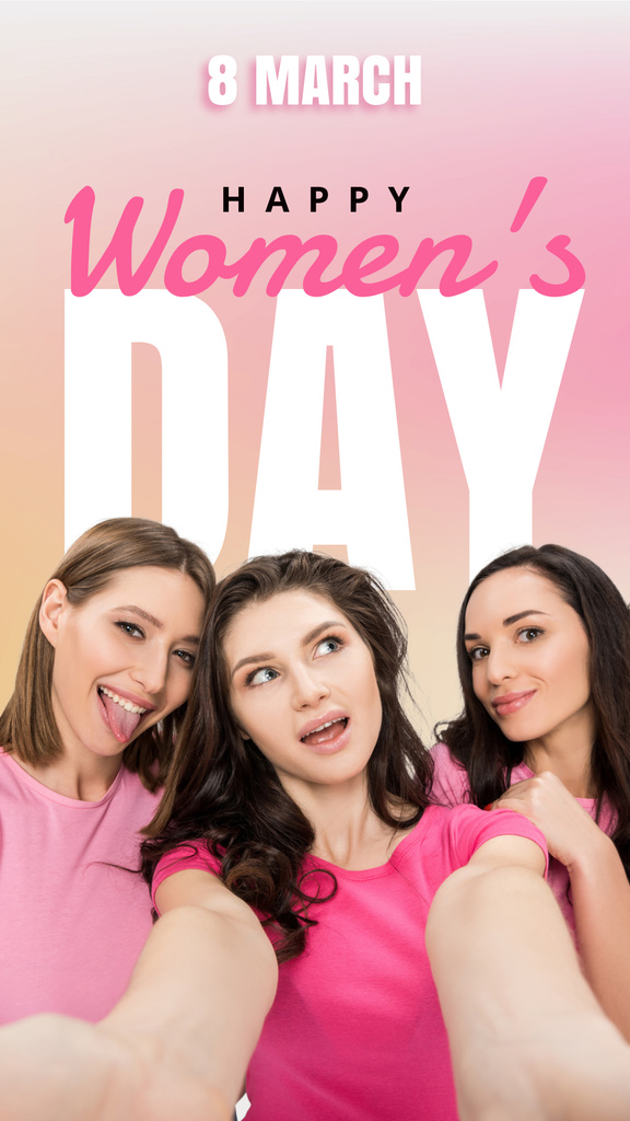 Smiling Young Women on International Women's Day Instagram Story Design Template