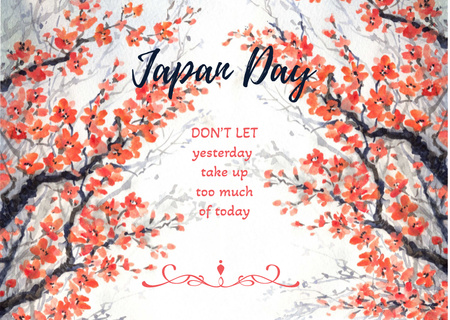 Japan day invitation with cherry blossom Card Design Template