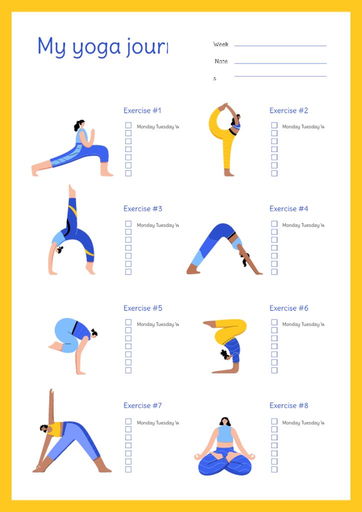 Yoga Journal with Woman doing Exercise Schedule Planner – шаблон для дизайну