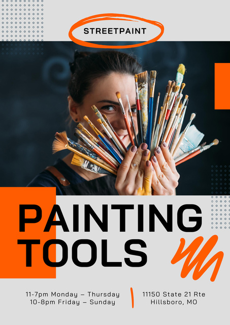 Ontwerpsjabloon van Poster van High-performance Painting Tools And Brushes Offer