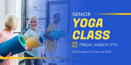 Designvorlage Yoga Class For Seniors With Equipment für Twitter