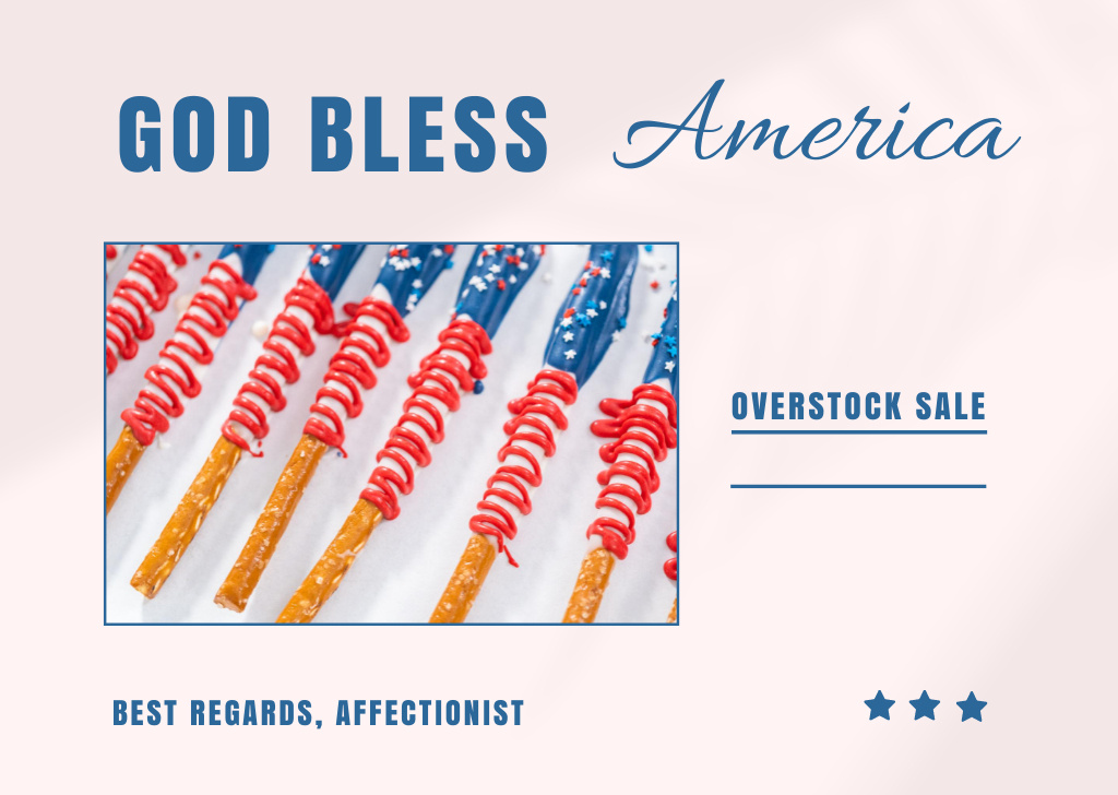 Greeting Postcard to USA Independence Day Card Design Template