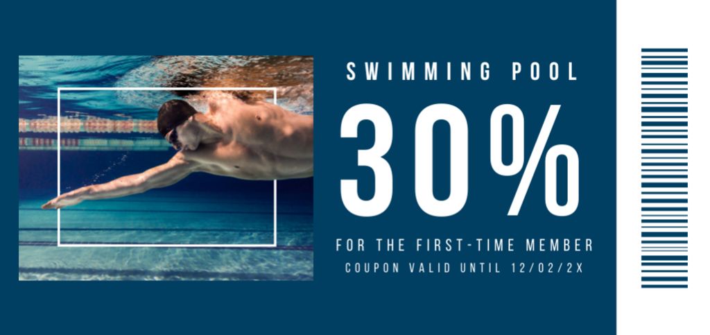 Swimming Pool Discount Offer for New Members Coupon Din Large Design Template