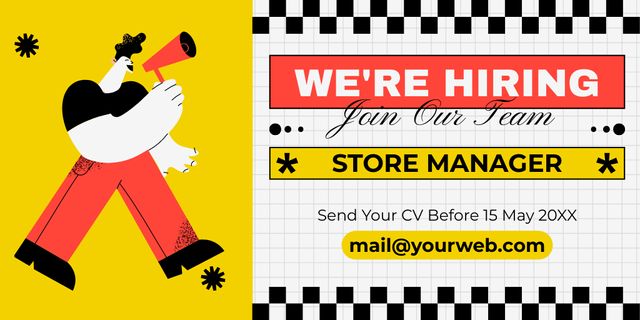 Template di design We Are Hiring a Store Manager Twitter