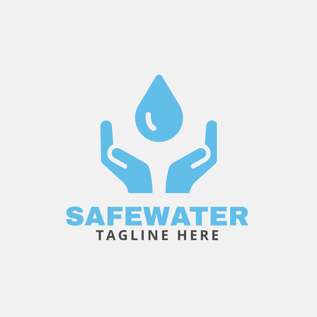 Emblem with Illustration of Water Drop in Hands Logo 1080x1080px Design Template