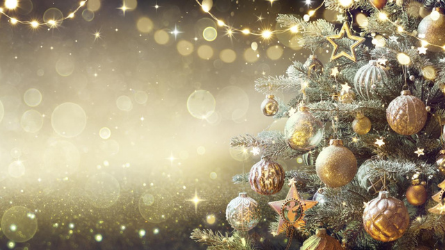 Sparkling Christmas Tree with Decorations Zoom Background tervezősablon