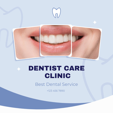 Dental Care Clinic Ad with White Teeth Animated Post Design Template