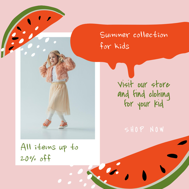 Summer Collection for Kids Instagram AD tervezősablon
