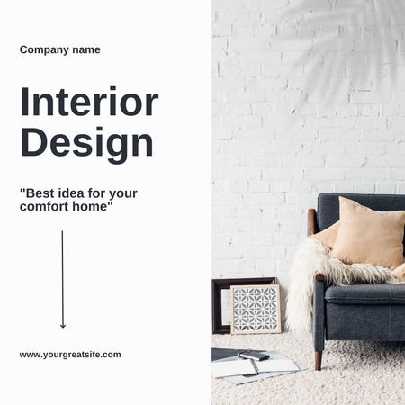 Послуги дизайну інтер'єру зі стильними меблями в кімнаті Instagram – шаблон для дизайну