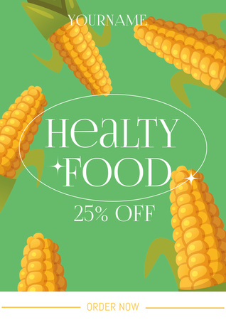 Grocery Store Ad with Fresh Corn Poster Design Template