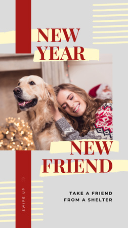 Woman and dog celebrating Christmas Instagram Story Design Template