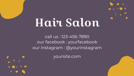 Hair Salon Services Ad on Deep Purple Business Card US Design Template