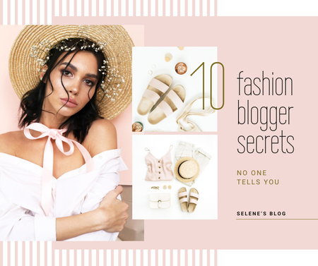 Ontwerpsjabloon van Facebook van Fashion Blog ad Woman in Summer Outfit