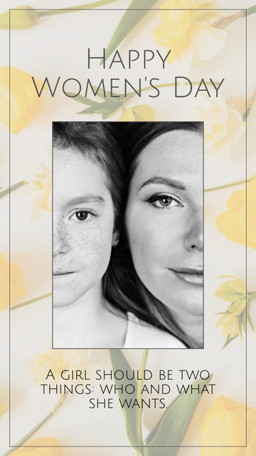 International Women's Day with Mother and Daughter Instagram Story Tasarım Şablonu