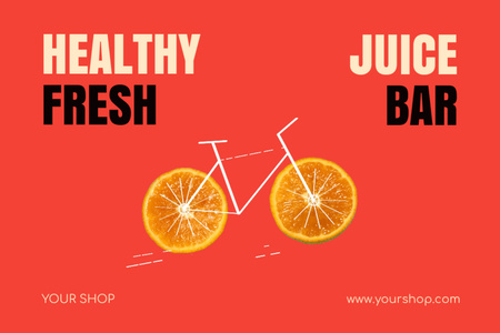 Offer of Fresh at Juice Bar with Ripe Orange Pieces Postcard 4x6in Design Template
