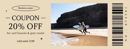 Ontwerpsjabloon van Coupon van Surfing Lessons and Equipment Offer