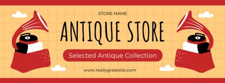 Antique Collection of Gramophones In Store Facebook cover Design Template