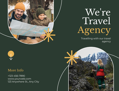 Travel Agency Offers of Hiking and Active Recreation Thank You Card 5.5x4in Horizontal Design Template
