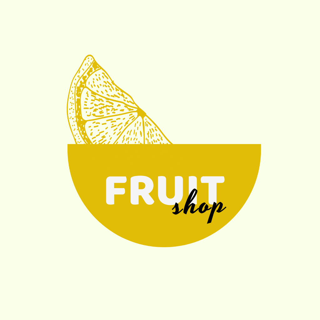 Fruit shop logo with lemon slice Logo Tasarım Şablonu