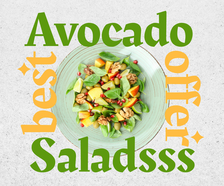 Delicious Avocado Salad Large Rectangle Design Template