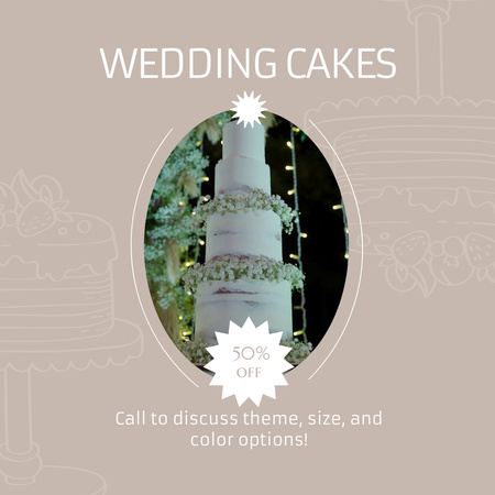 Modèle de visuel Commande personnalisée pour les gâteaux de mariage avec remise - Animated Post
