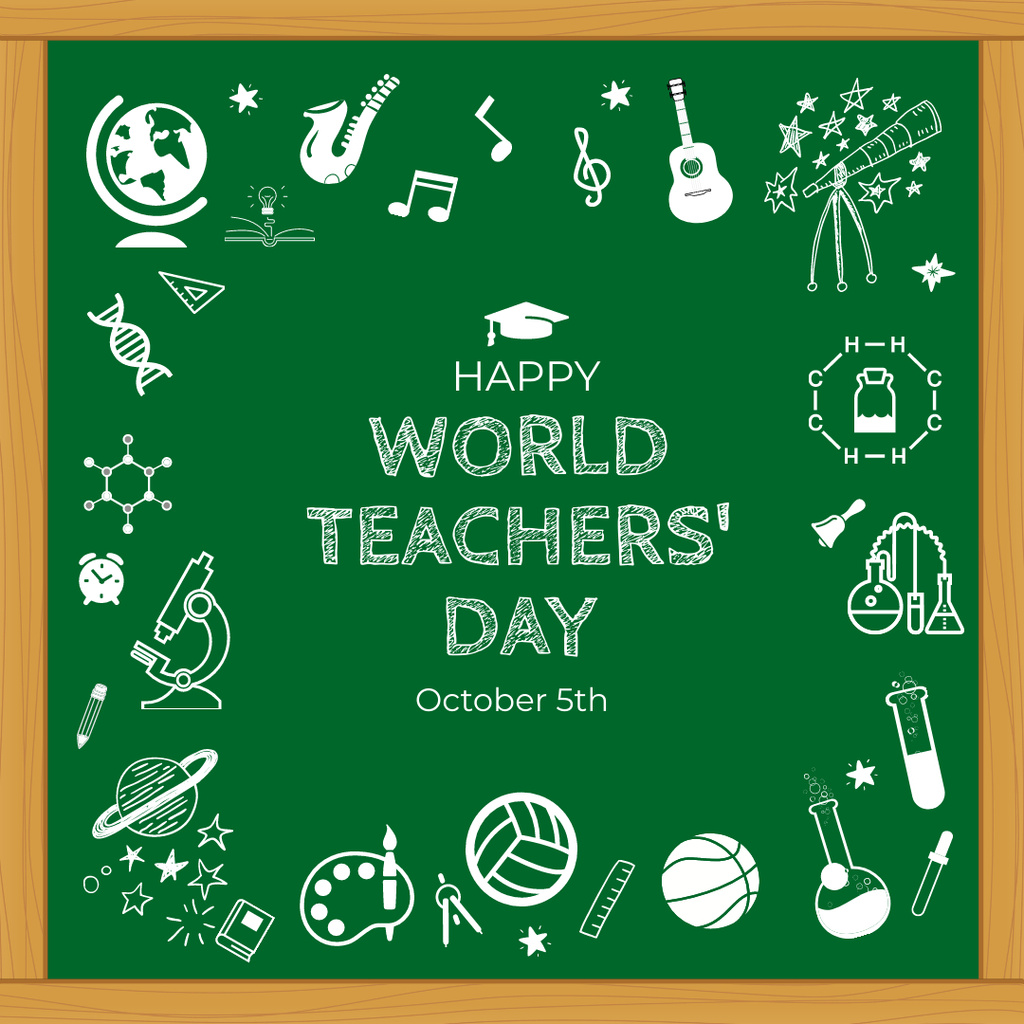World Teachers' Day With School Stuff Instagram – шаблон для дизайну