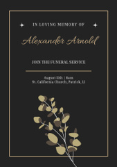 Funeral Services Invitation with Leaf Branch
