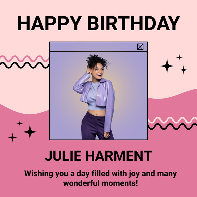 Platilla de diseño Birthday Wishes to a Woman on Purple Instagram