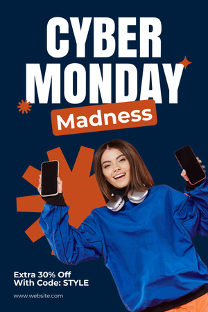 Madness of Cyber Monday Shopping Pinterest Design Template