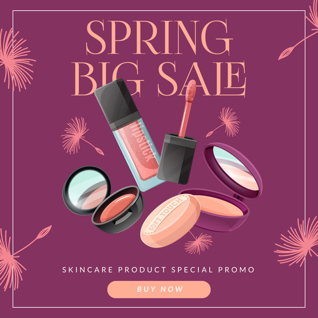 Plantilla de diseño de Big Spring Sale of Decorative Cosmetics Instagram AD 