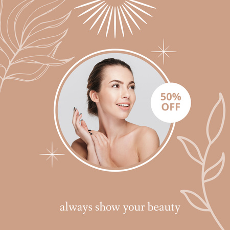 Plantilla de diseño de Promoting Skin Care Treatments With Discounts And Twigs Instagram 