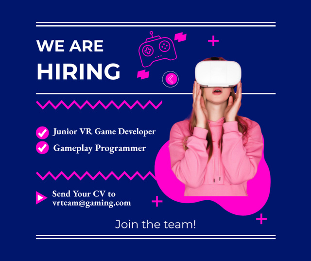 Search for Specialists VR Game Developer Team Facebook Modelo de Design