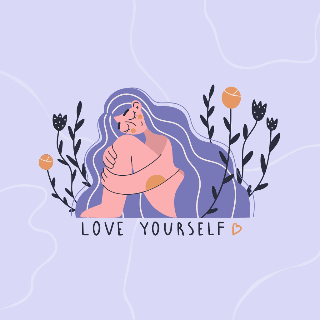 Inspirational Phrase with Girl hugging Herself Instagram – шаблон для дизайна