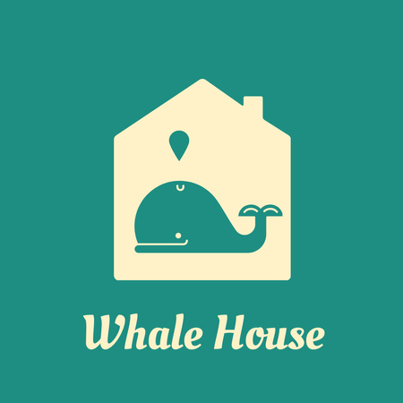 Emblem of Whale in House Logo 1080x1080px – шаблон для дизайну