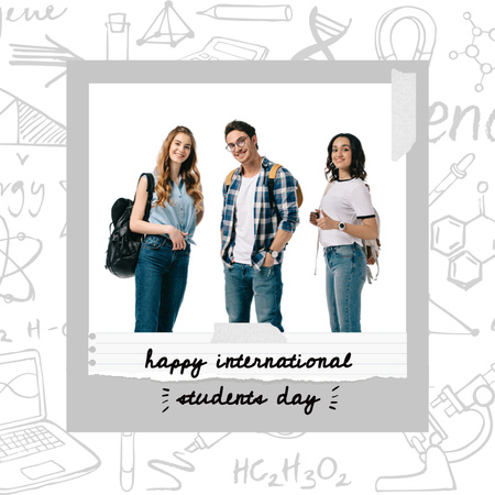 Smiling Students in Casual Clothes Animated Post Design Template