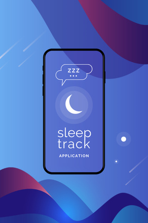 Designvorlage Sleep Tracker App on Phone Screen für Pinterest