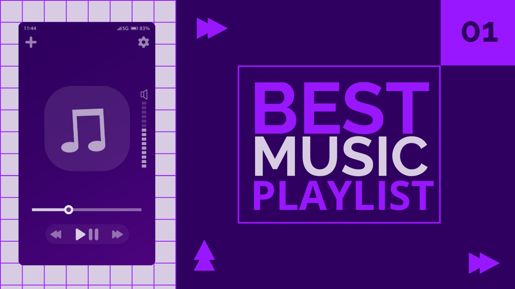 Ad of Best Music Playlist Youtube Thumbnailデザインテンプレート